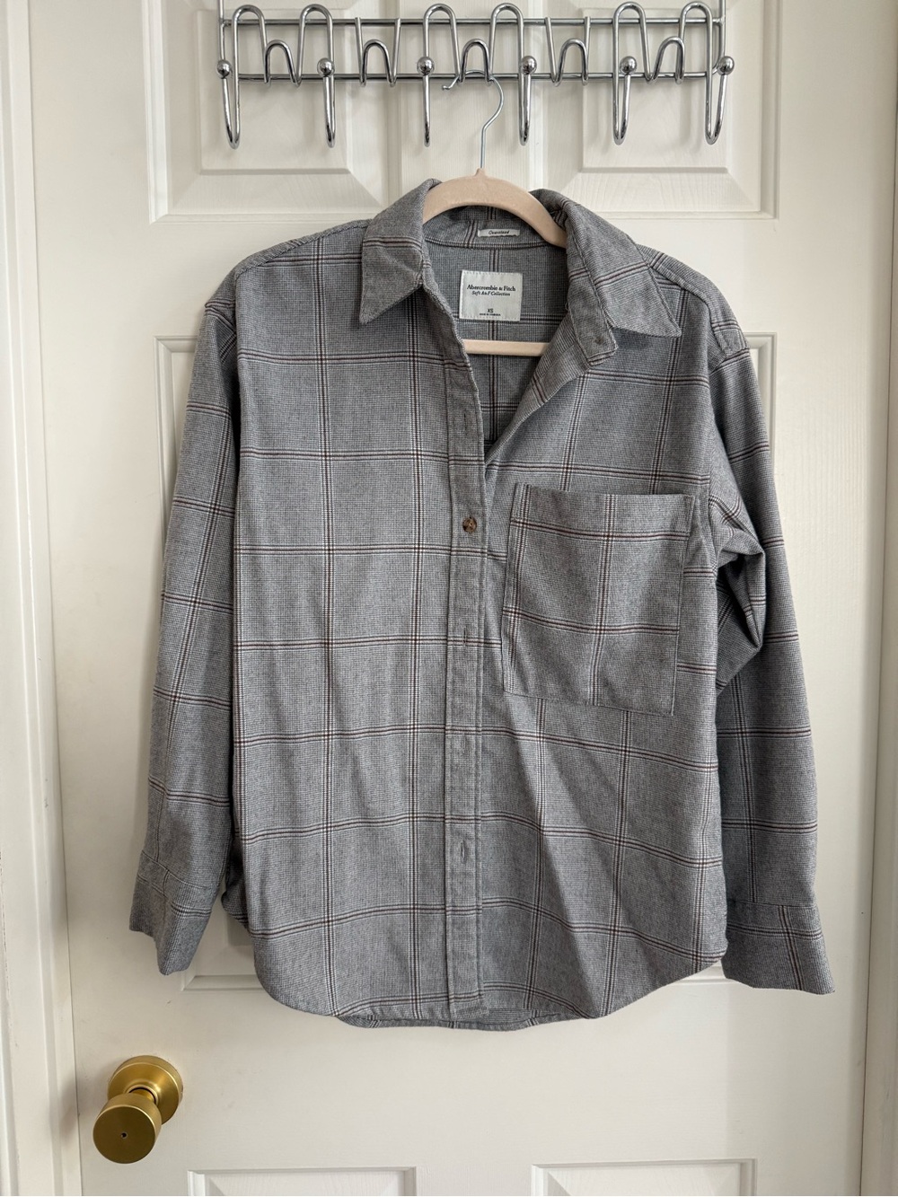 Abercrombie & Fitch Gray Plaid Button-Down Shirt